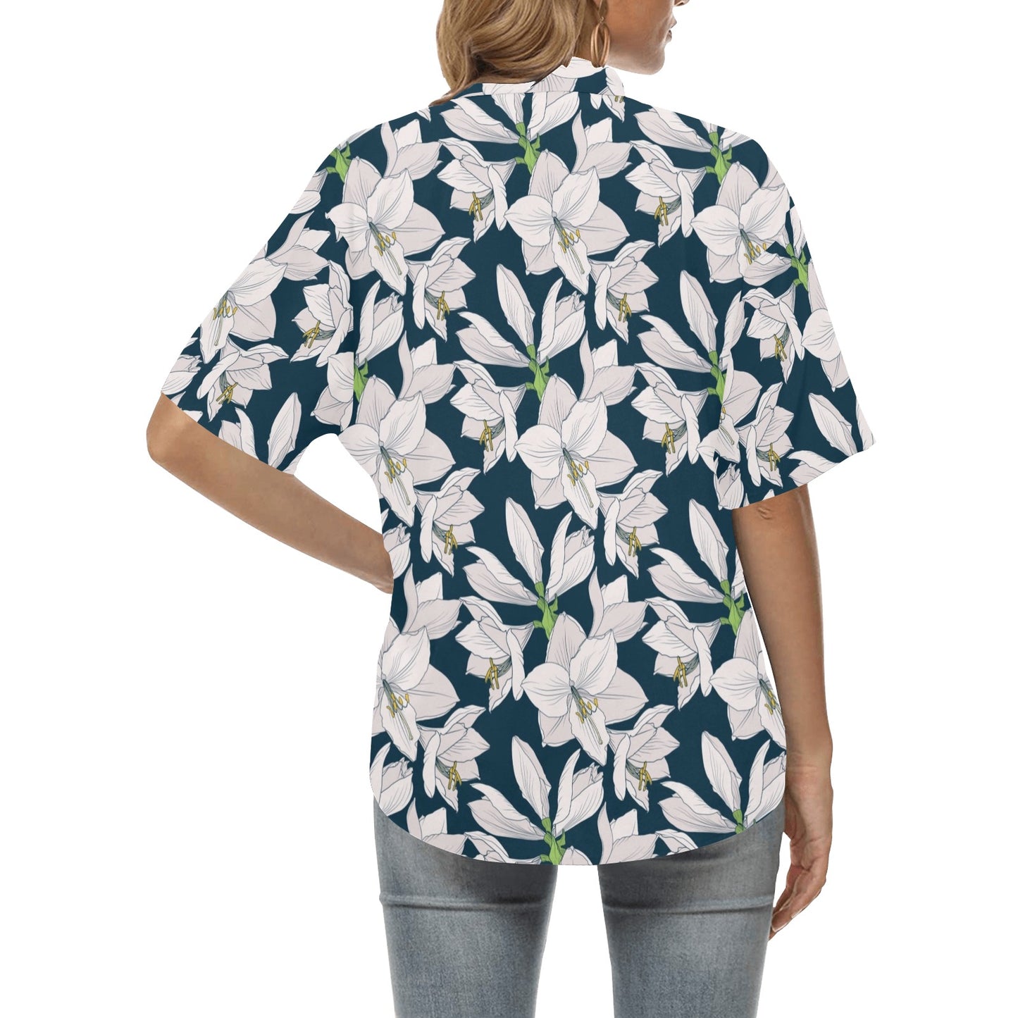Amaryllis Pattern Print Design AL01 Women's Hawaiian Shirt