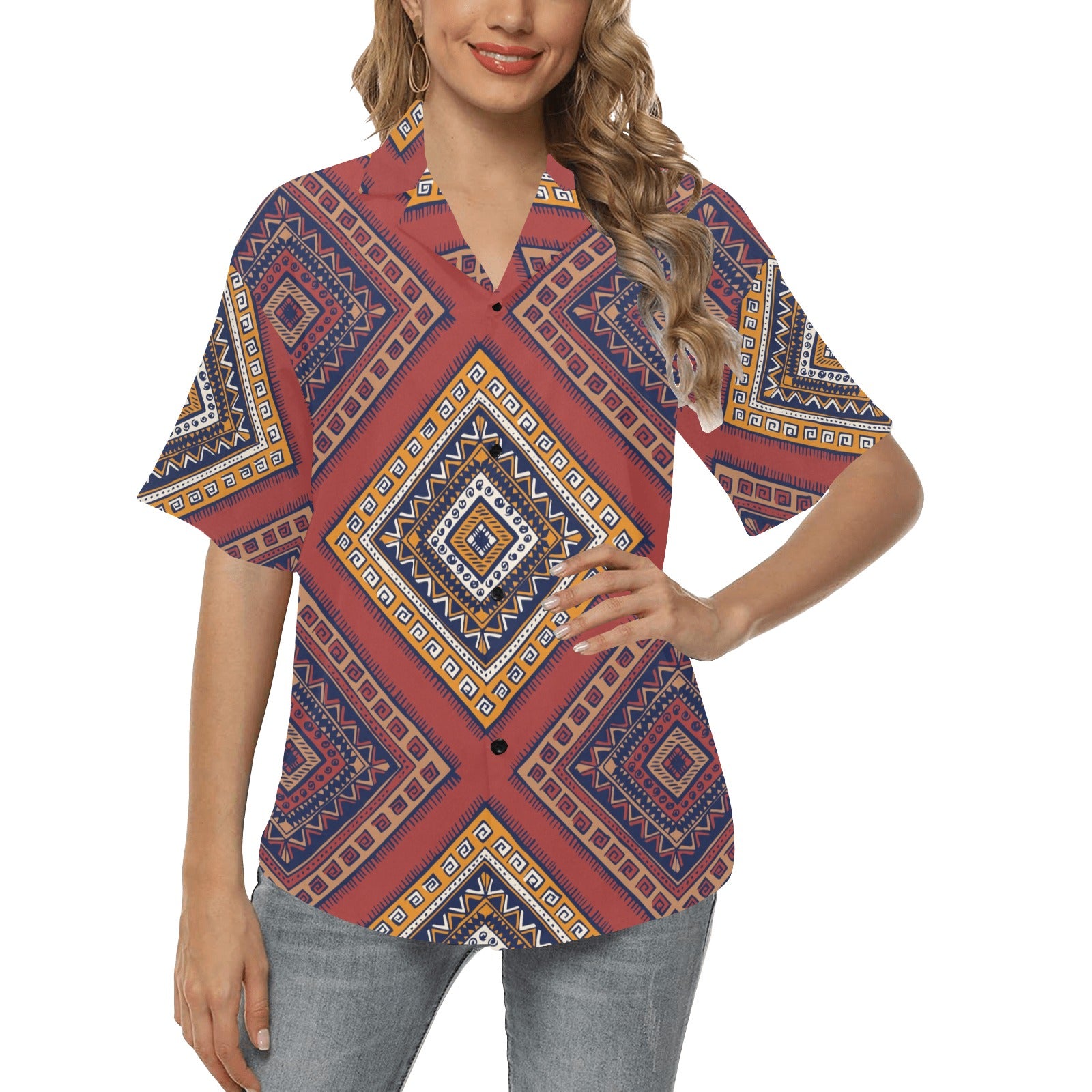 Native Pattern Print Design A06 Women's Hawaiian Shirt