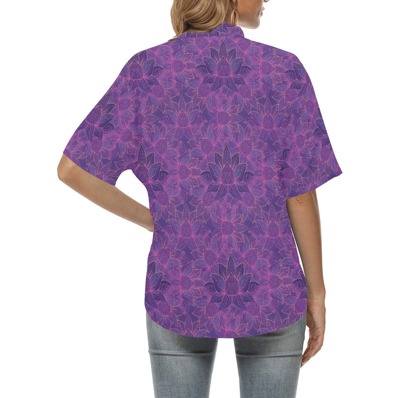 Bohemian Lotus Mandala Style Women's Hawaiian Shirt