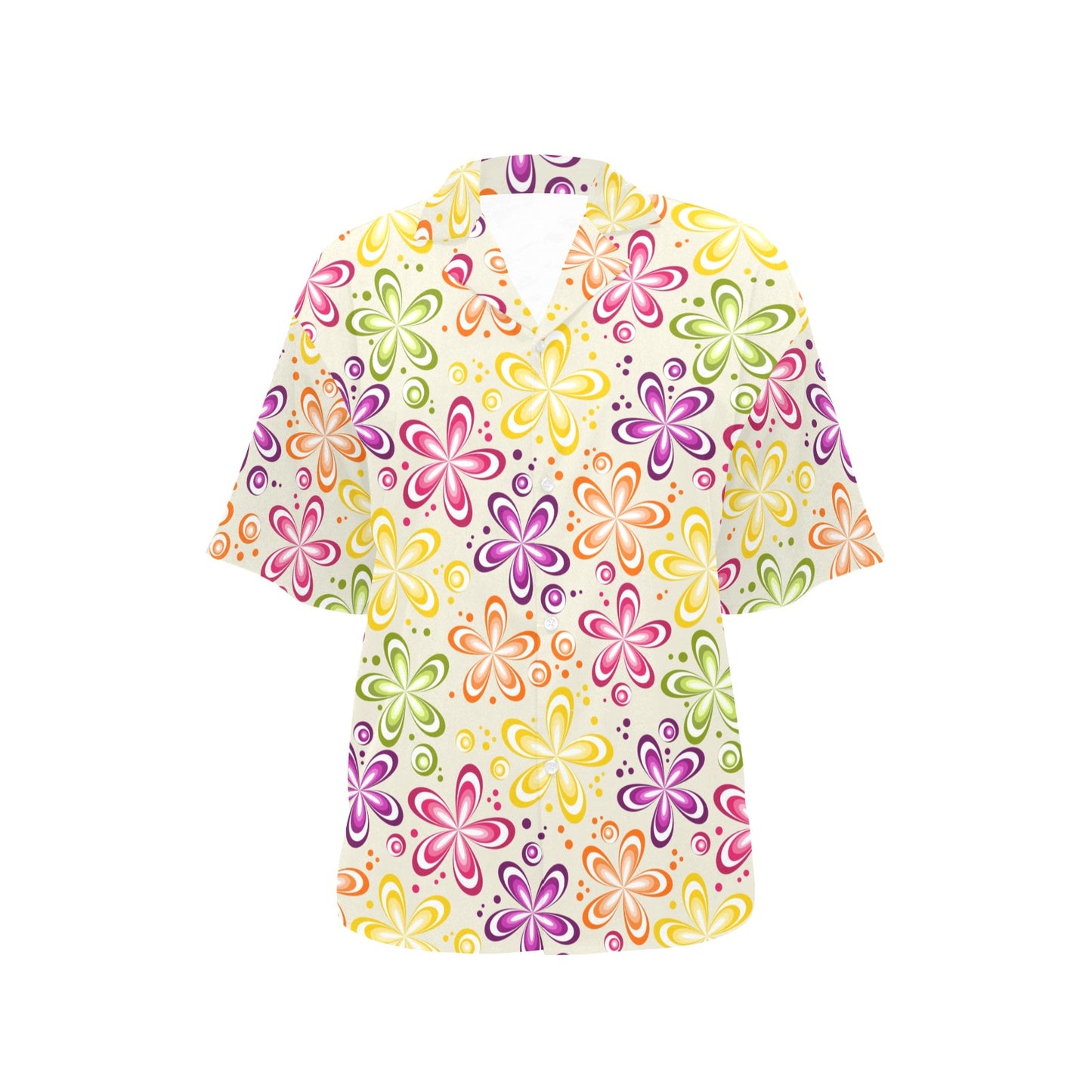 Flower Power Colorful Design Print Women's Hawaiian Shirt
