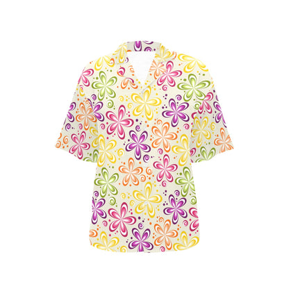 Flower Power Colorful Design Print Women's Hawaiian Shirt