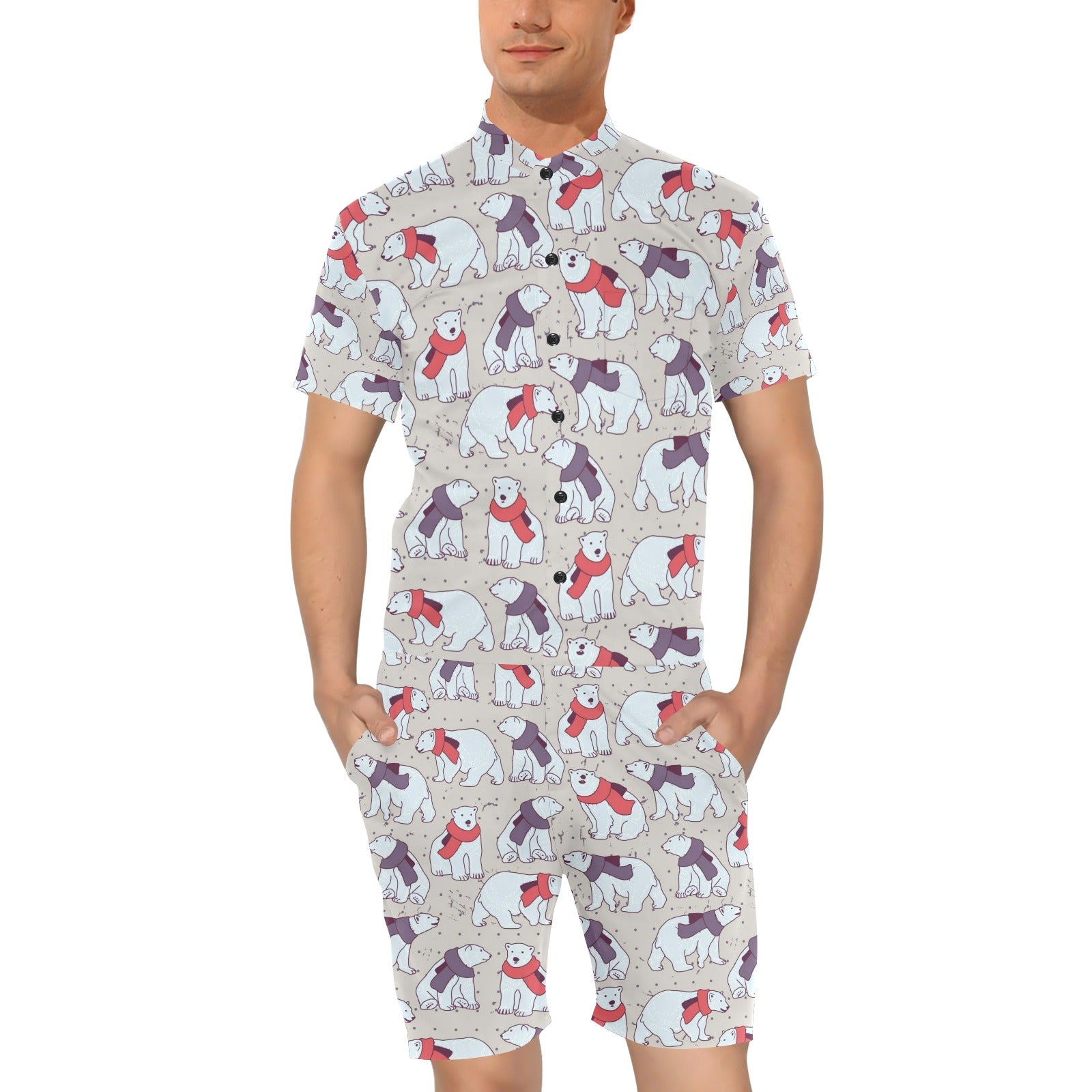 Polar Bear Pattern Print Design PB04 Men's Romper