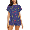 Surfboard Print Design LKS305 Women's Short Pajama Set