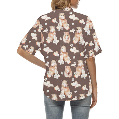 Hamster Pattern Print Design 03 Women's Hawaiian Shirt