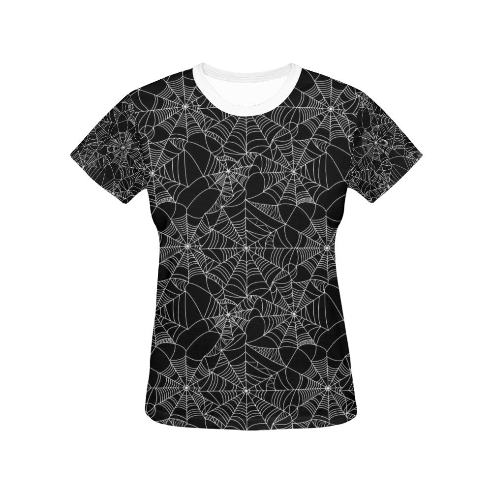 Spider Web Print Design LKS301 Women's  T-shirt