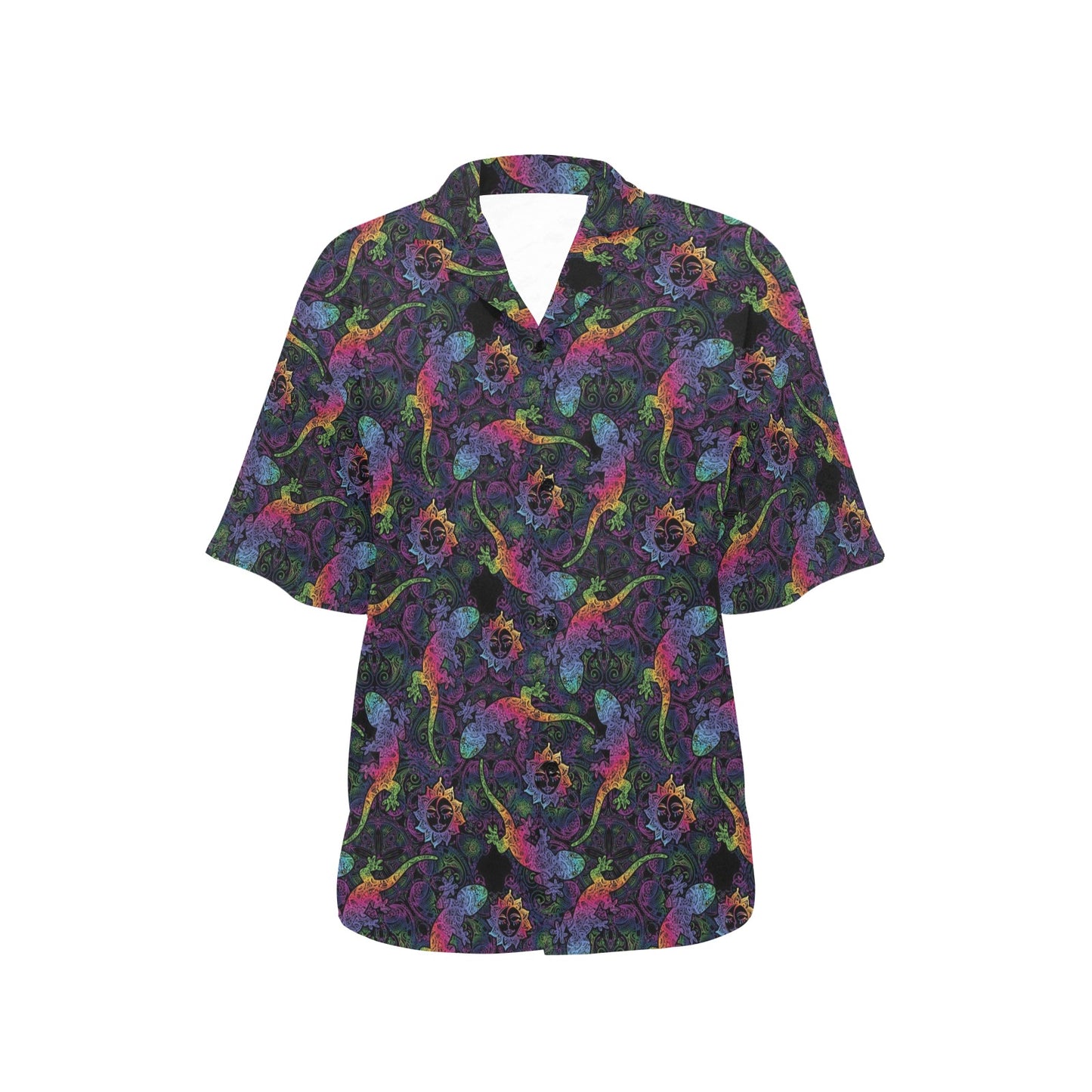 Gecko Rainbow Pattern Print Design 03 Women's Hawaiian Shirt