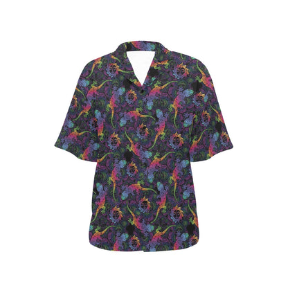 Gecko Rainbow Pattern Print Design 03 Women's Hawaiian Shirt