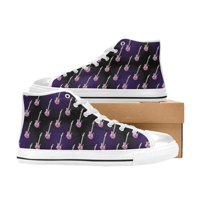 Electric Guitar Print Design LKS405 High Top Women's White Shoes