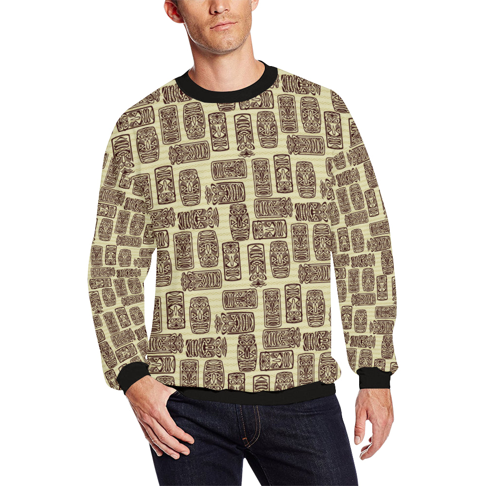 Tiki Brown Symbol Print Men Long Sleeve Sweatshirt