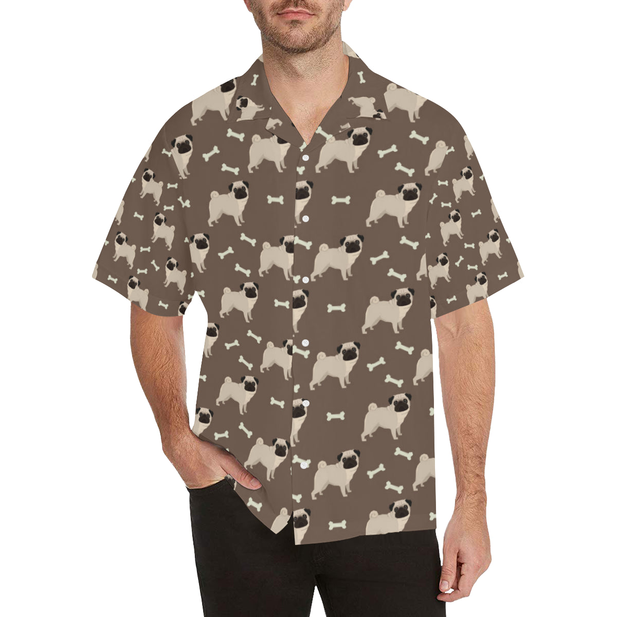 Pug Pattern Print Design A02 Men's Hawaiian Shirt
