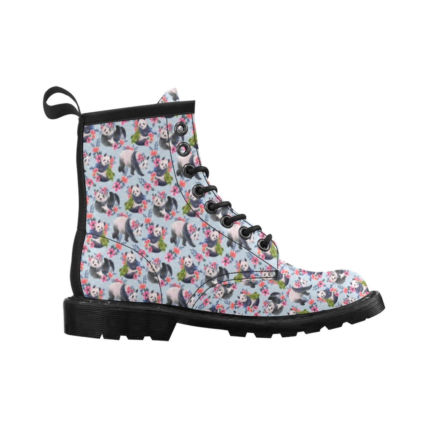 Panda Bear Flower Design Themed Print Women's Boots