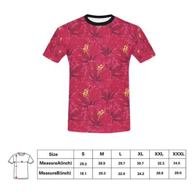 Hibiscus Red Pattern Print LKS308 Men's All Over Print T-shirt