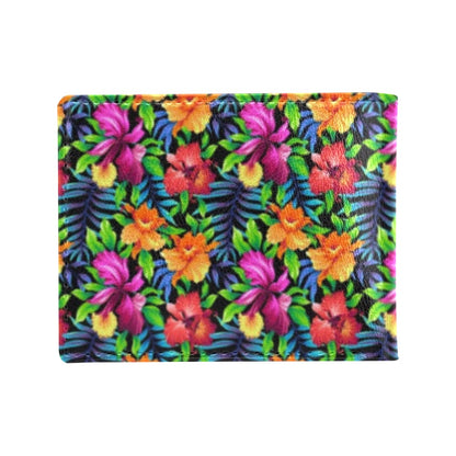 Tropical Folower Colorful Print Men's ID Card Wallet