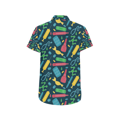 Phlebotomist Pattern Print Design A03 Men's Short Sleeve Button Up Shirt