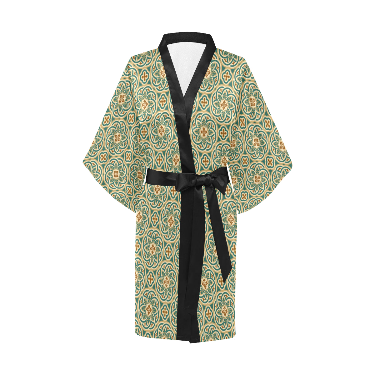 Cross Pattern Print Design 01 Women's Short Kimono