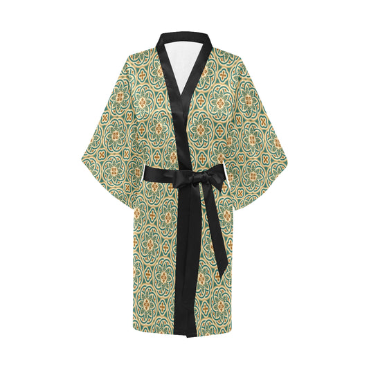 Cross Pattern Print Design 01 Women's Short Kimono