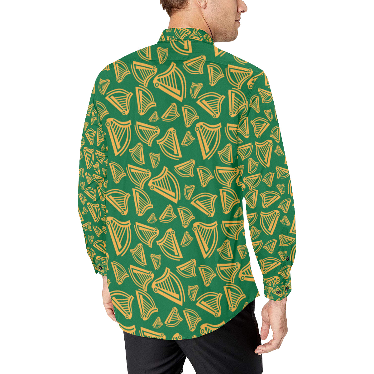 Harp Pattern Print Design 03 Men's Long Sleeve Shirt