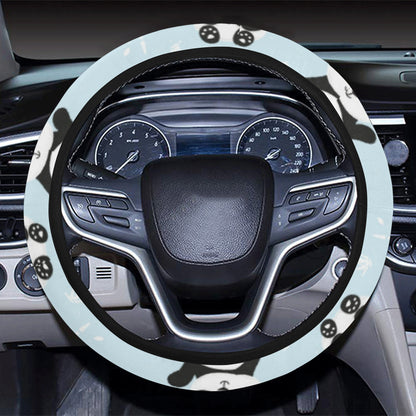 Panda Pattern Print Design A01 Steering Wheel Cover with Elastic Edge