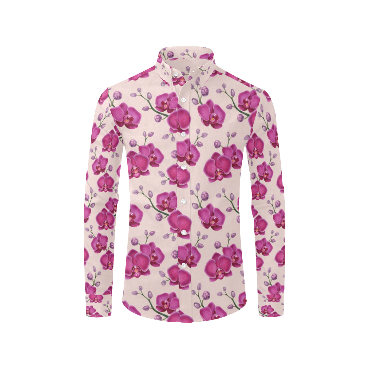 Orchid Purple Pattern Print Design OR04 Men's Long Sleeve Shirt