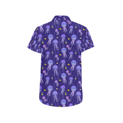 Jellyfish Style Print Men's Short Sleeve Button Up Shirt