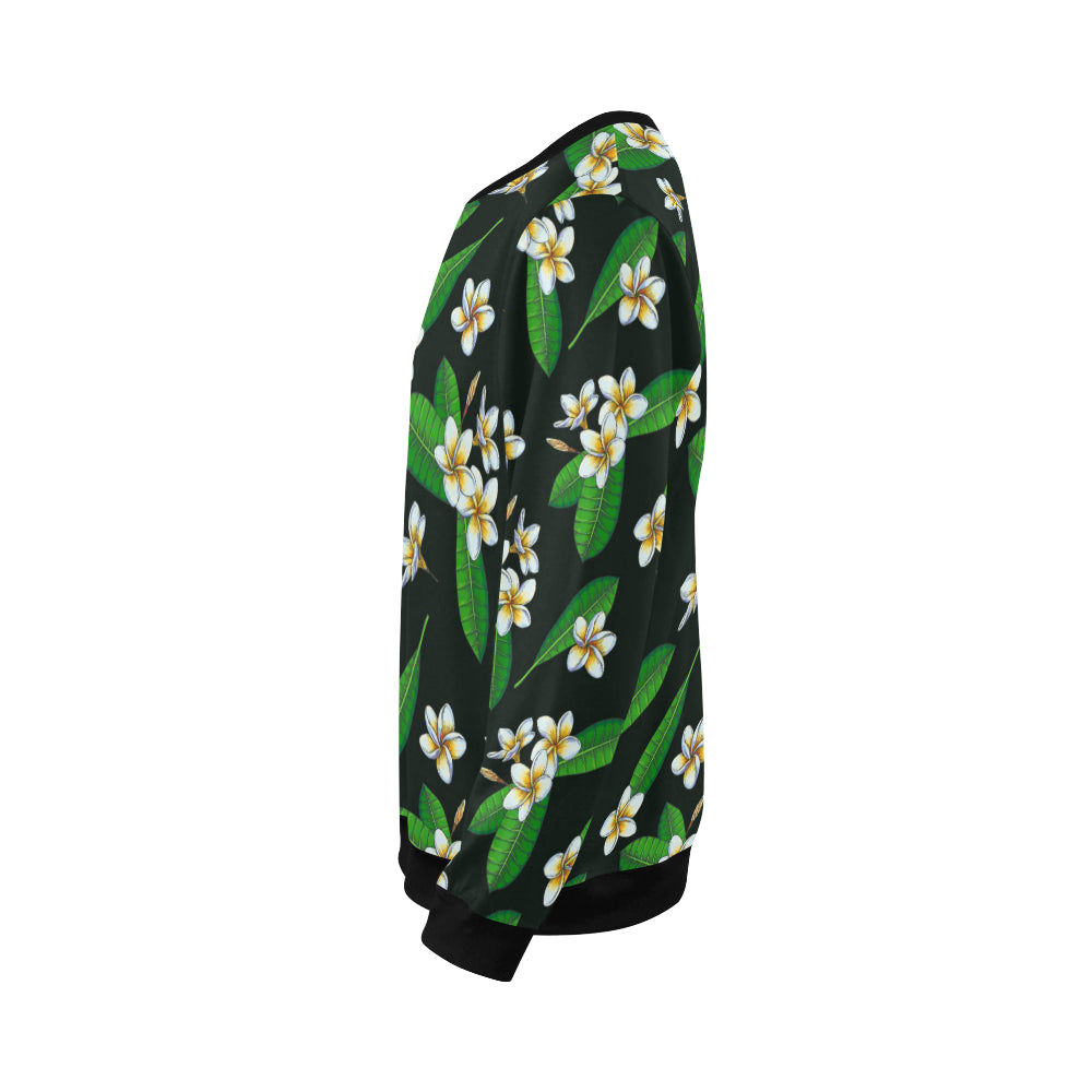 White Plumeria Pattern Print Design PM023 Men Long Sleeve Sweatshirt