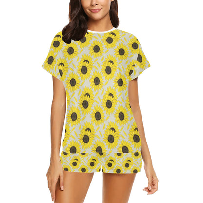 Sunflower Print Design LKS309 Women's Short Pajama Set