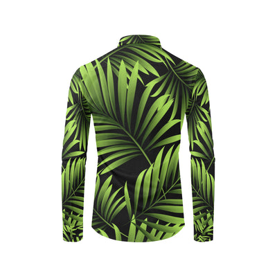 Green Neon Tropical Palm Leaves Men's Long Sleeve Shirt