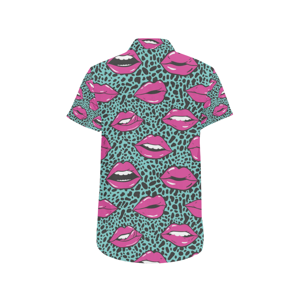 Lip Pattern Print Design 04 Men's Short Sleeve Button Up Shirt