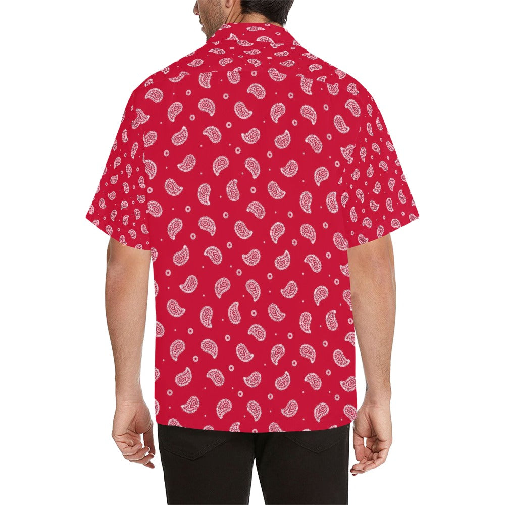Bandana Red Paisley Print Design LKS305 Men's Hawaiian Shirt