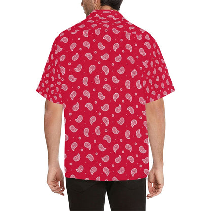 Bandana Red Paisley Print Design LKS305 Men's Hawaiian Shirt