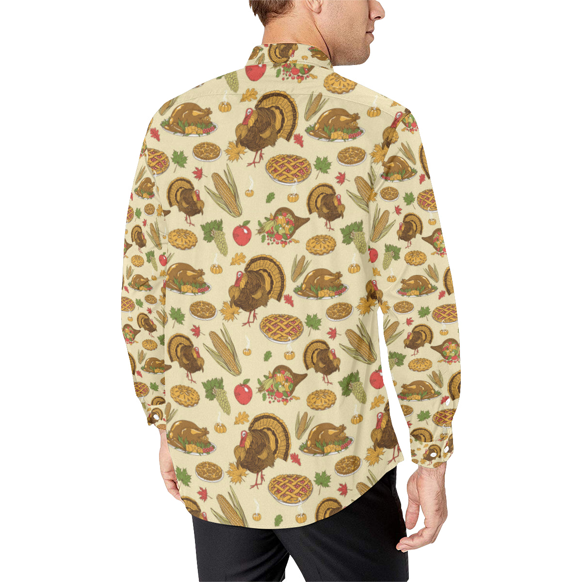 Turkey Pattern Print Design 02 Men's Long Sleeve Shirt