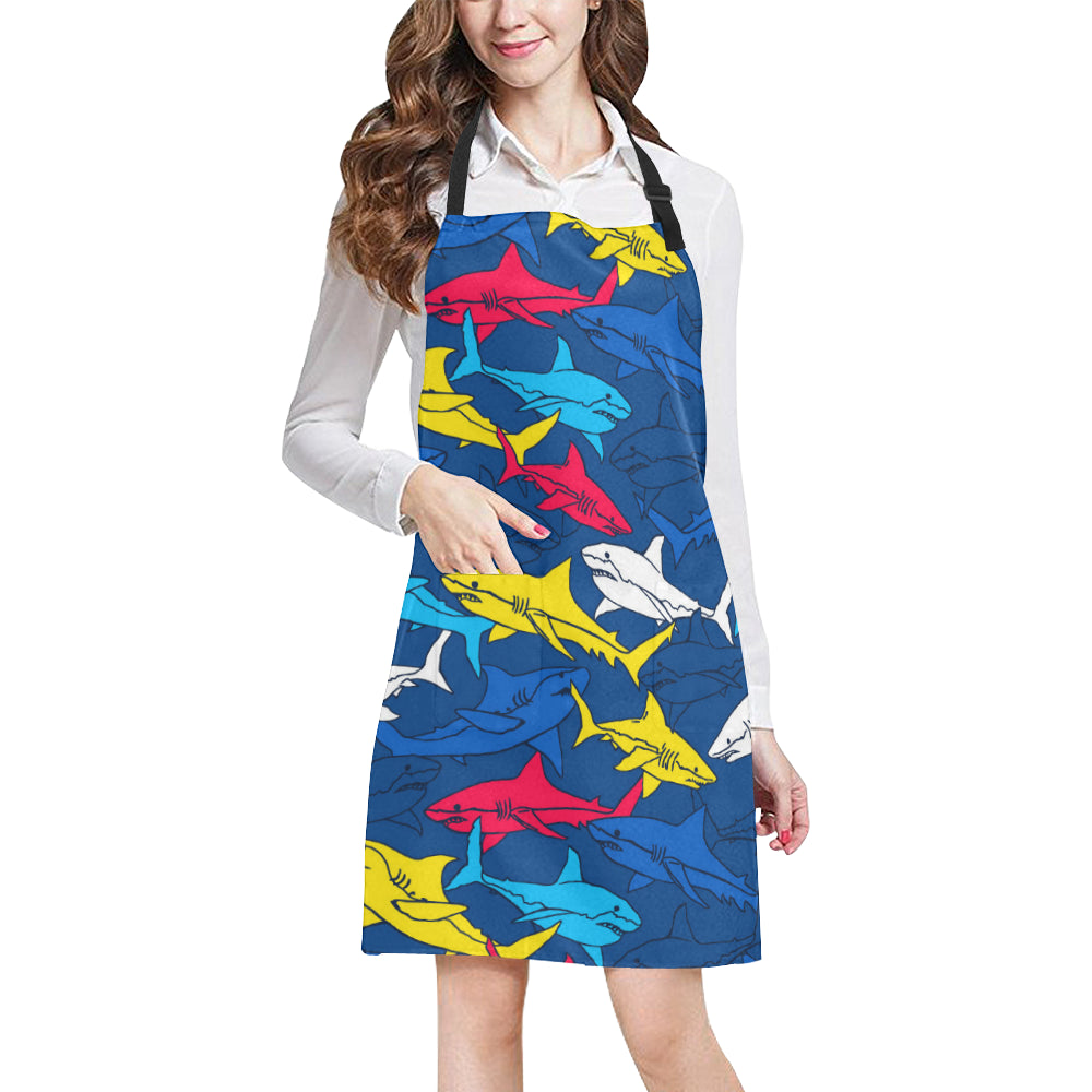 Shark Color Pattern Apron with Pocket