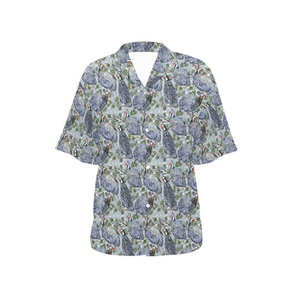 Guinea Fowl Print Design LKS402 Women's Hawaiian Shirt