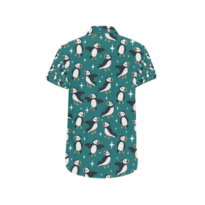 Puffin Pattern Print Design A05 Men's Short Sleeve Button Up Shirt