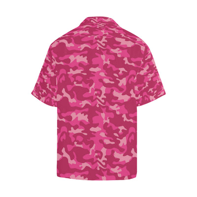 Camo Pink Pattern Print Design 01 Men's Hawaiian Shirt