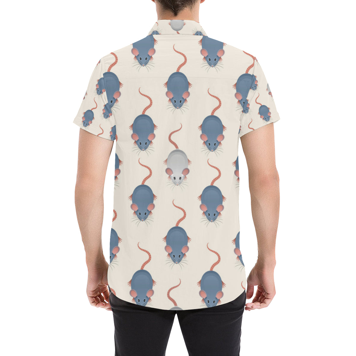 Rat Pattern Print Design 03 Men's Short Sleeve Button Up Shirt