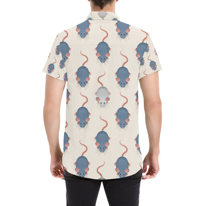 Rat Pattern Print Design 03 Men's Short Sleeve Button Up Shirt