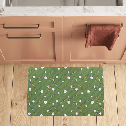 Baseball Pattern Print Design 02 Kitchen Mat