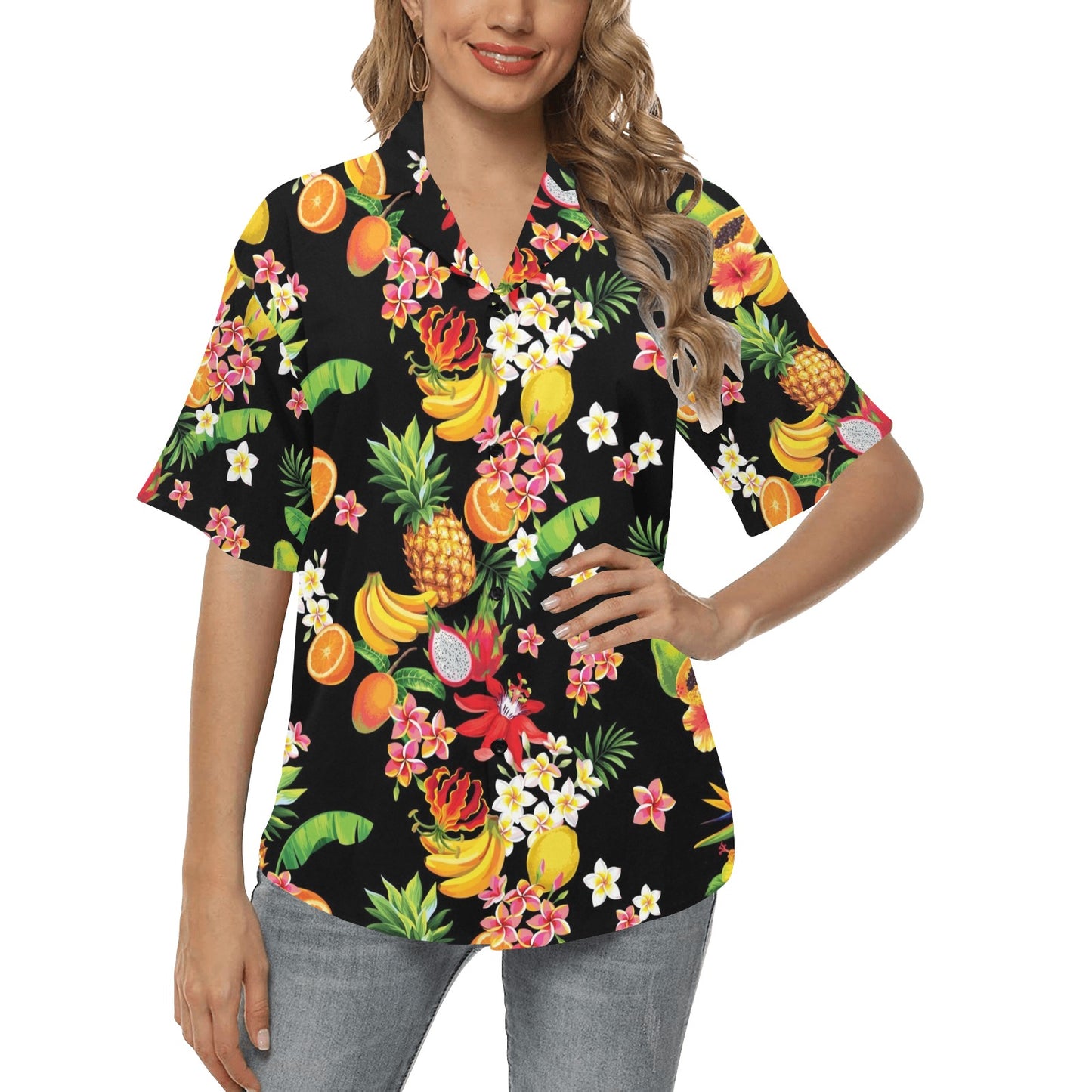 Tropical Fruits Pattern Print Design TF02 Women's Hawaiian Shirt