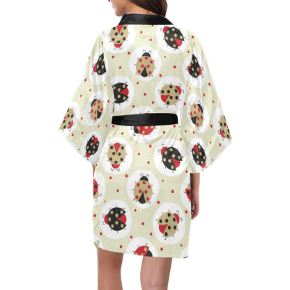 Ladybug Pattern Print Design 03 Women's Short Kimono