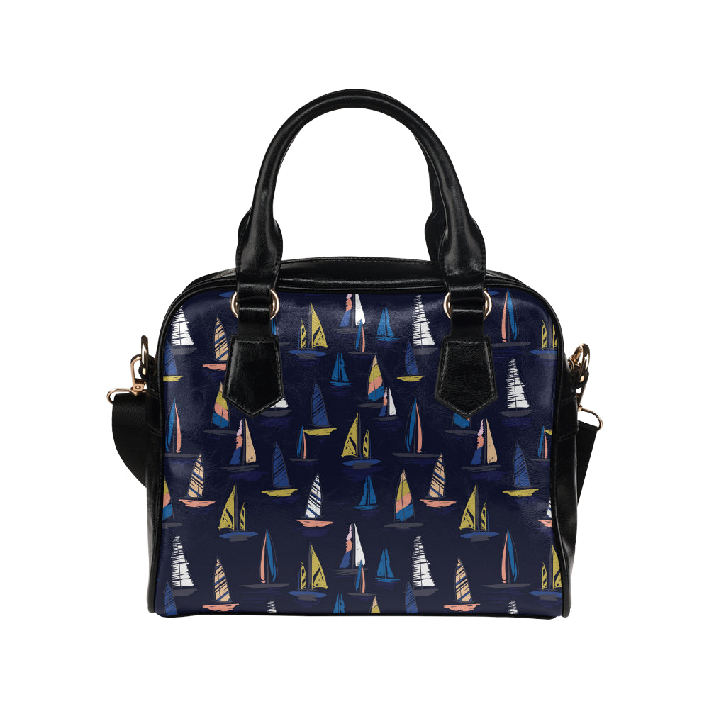 Sailing Ships Pattern Print Design A03 Shoulder Handbag