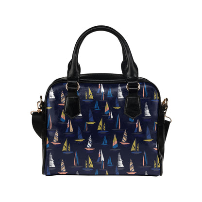 Sailing Ships Pattern Print Design A03 Shoulder Handbag