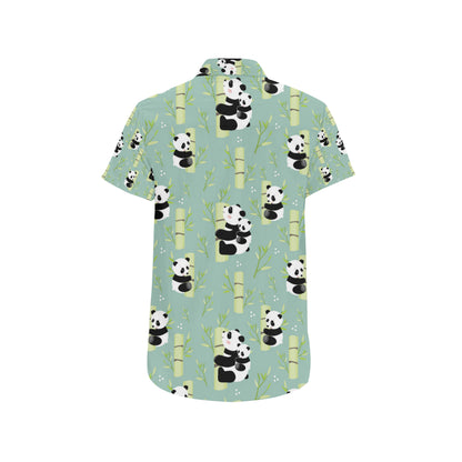 Panda Pattern Print Design A03 Men's Short Sleeve Button Up Shirt