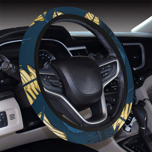 Banana Leaf Pattern Print Design BL09 Steering Wheel Cover with Elastic Edge