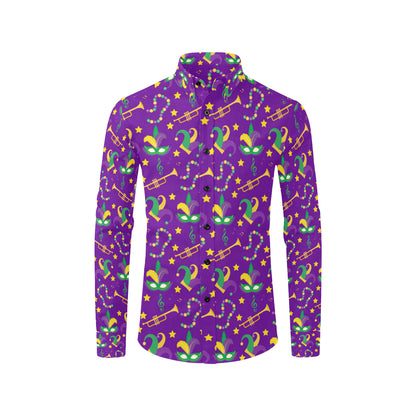 Mardi Gras Pattern Print Design 06 Men's Long Sleeve Shirt