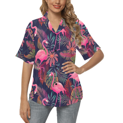 Flamingo Tropical Pattern Women's Hawaiian Shirt