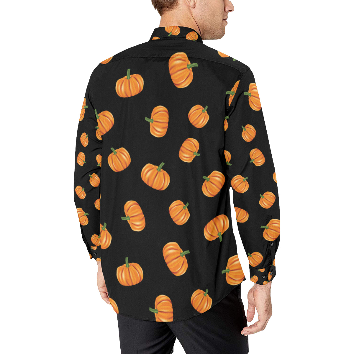 Pumpkin Pattern Print Design A05 Men's Long Sleeve Shirt