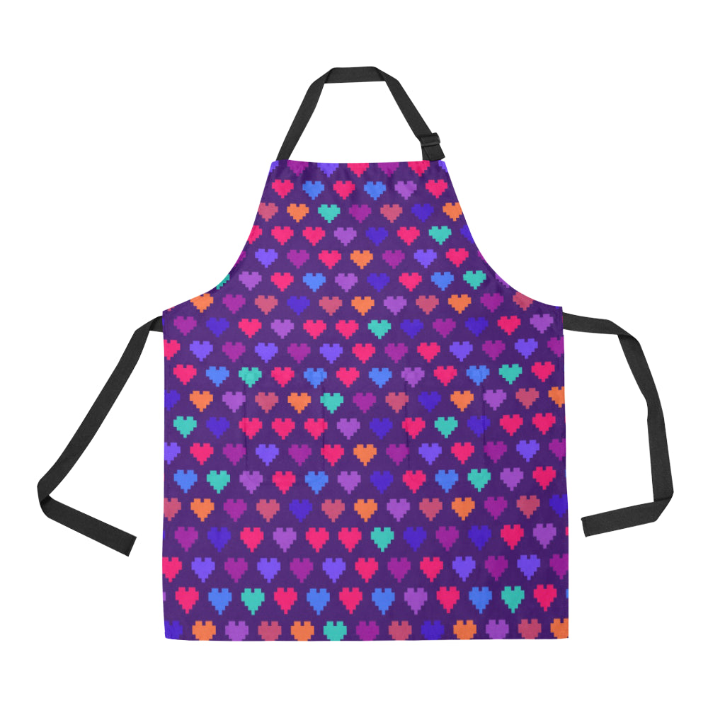 Heart Pixel Pattern Print Design HE03 Apron with Pocket