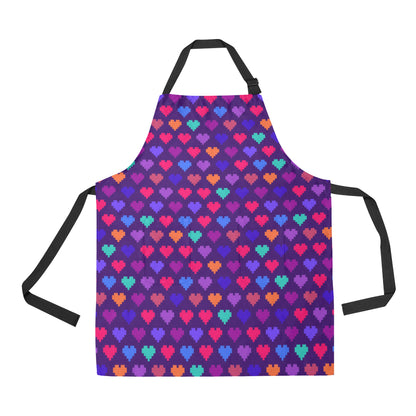 Heart Pixel Pattern Print Design HE03 Apron with Pocket
