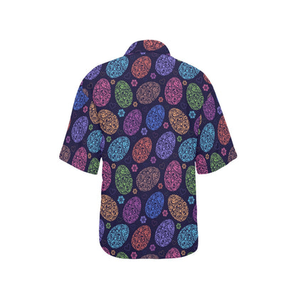 Easter Eggs Pattern Print Design RB012 Women's Hawaiian Shirt